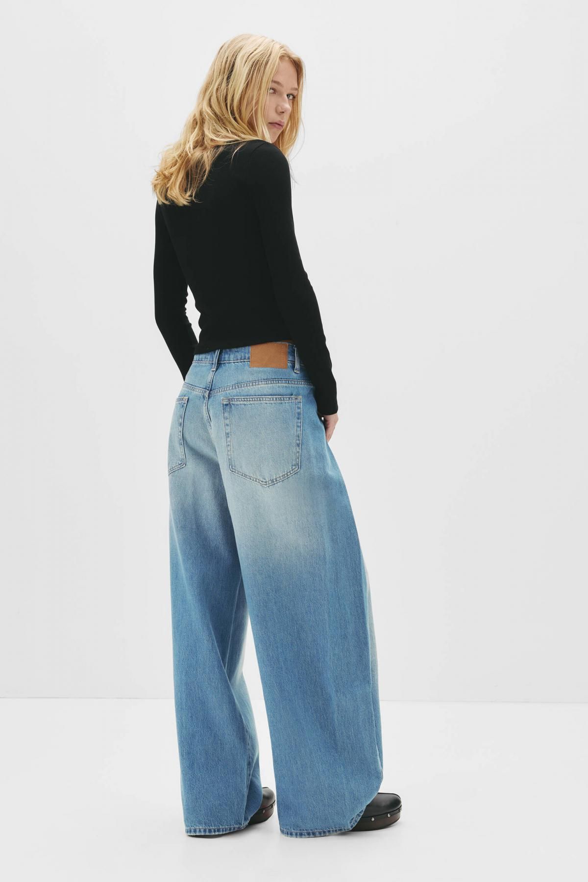 풀앤베어 블랙 슬림핏 골지 라운드넥 긴팔 티셔츠 7152/302 BLACK - 상세 이미지 3