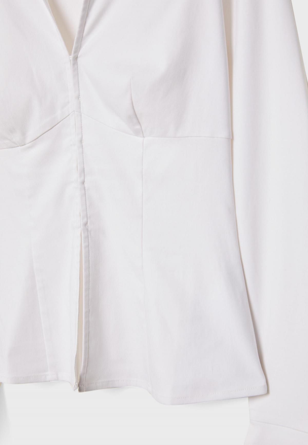 스트라디바리우스 테크니컬 슬림핏 브이넥 긴팔 셔츠 6056/363 WHITE - 상세 이미지 2