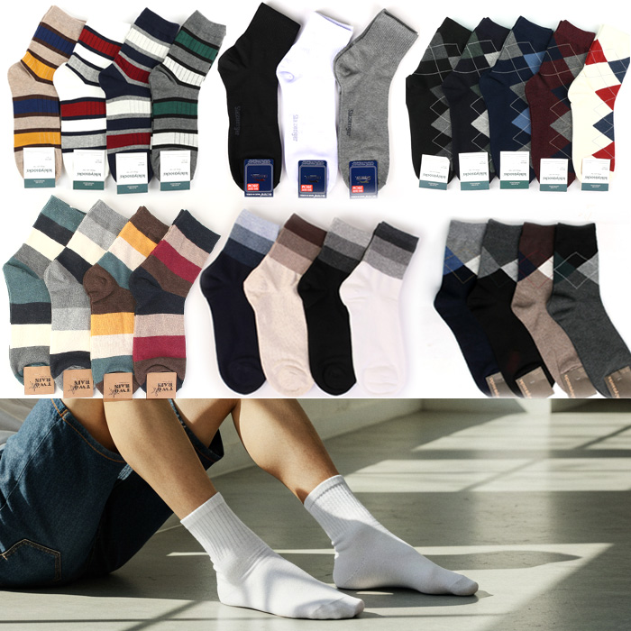 남자양말 남성 단목 흰양말 캐주얼 긴목 중목 장목 패션 무지 골지 신사 정장 언니네양말