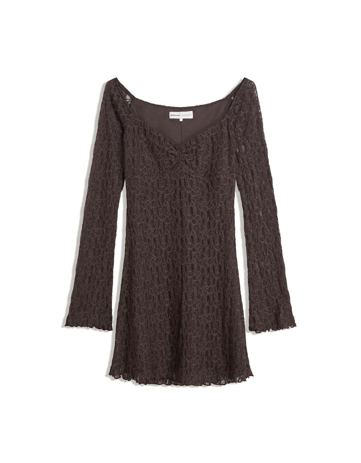 버쉬카 브라운 레이스 보트넥 미니 원피스 5591/218 BROWN - 상세 이미지 3