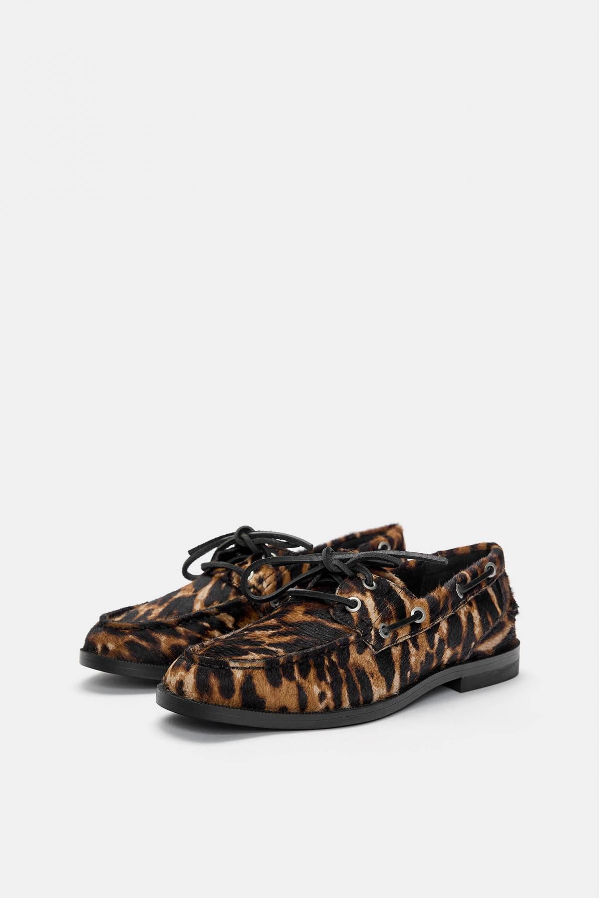 풀앤베어 애니멀 프린트 레더 플랫슈즈 1432/640 LEOPARD - 상세 이미지 3