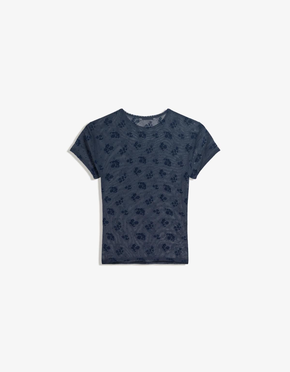 버쉬카 프린트 테크니컬 튤 반팔 티셔츠 7617/360 NAVY - 상품 이미지