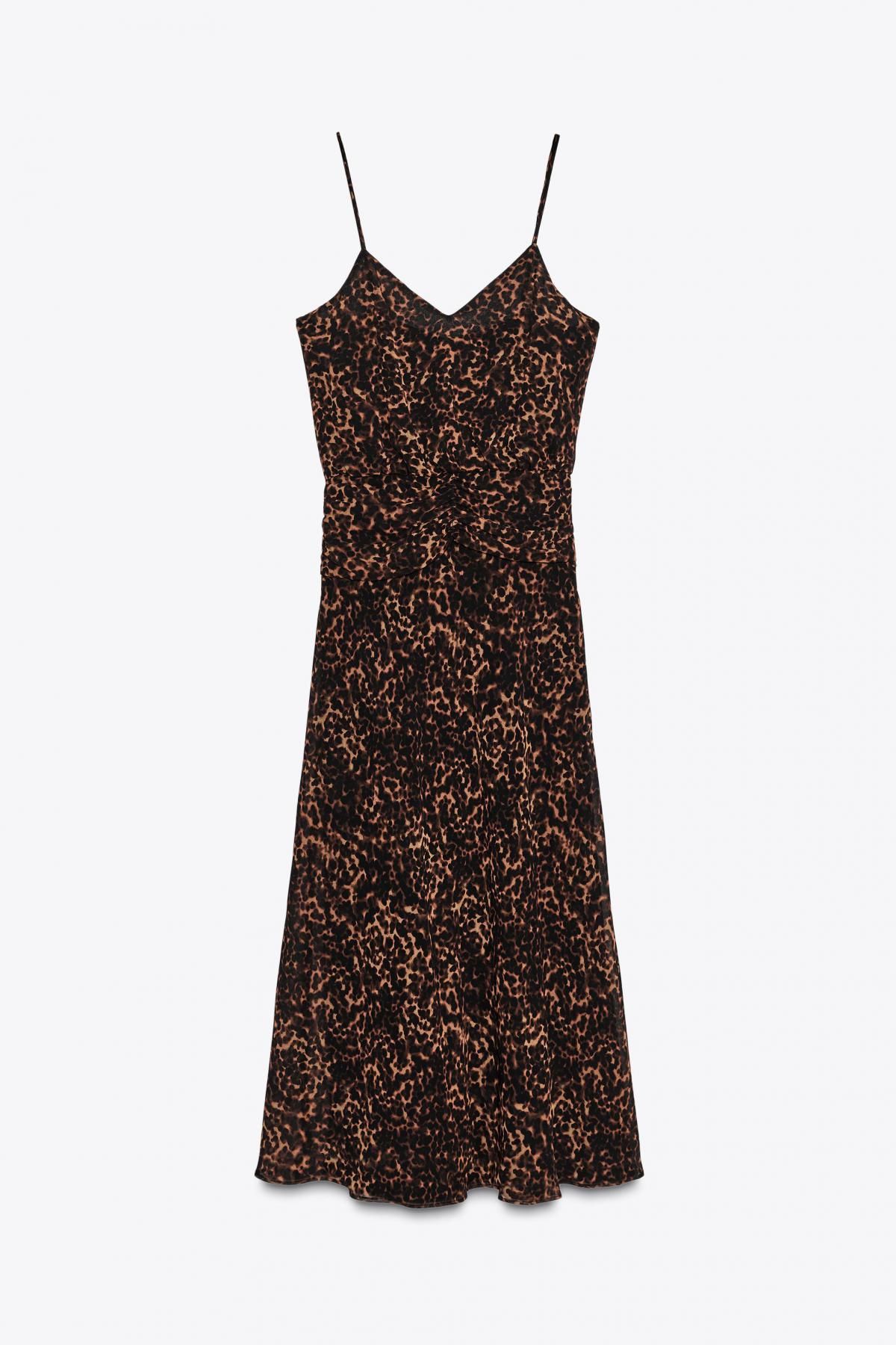 자라 애니멀프린트 브이넥 미디 원피스 8790/139 LEOPARD - 메인 이미지