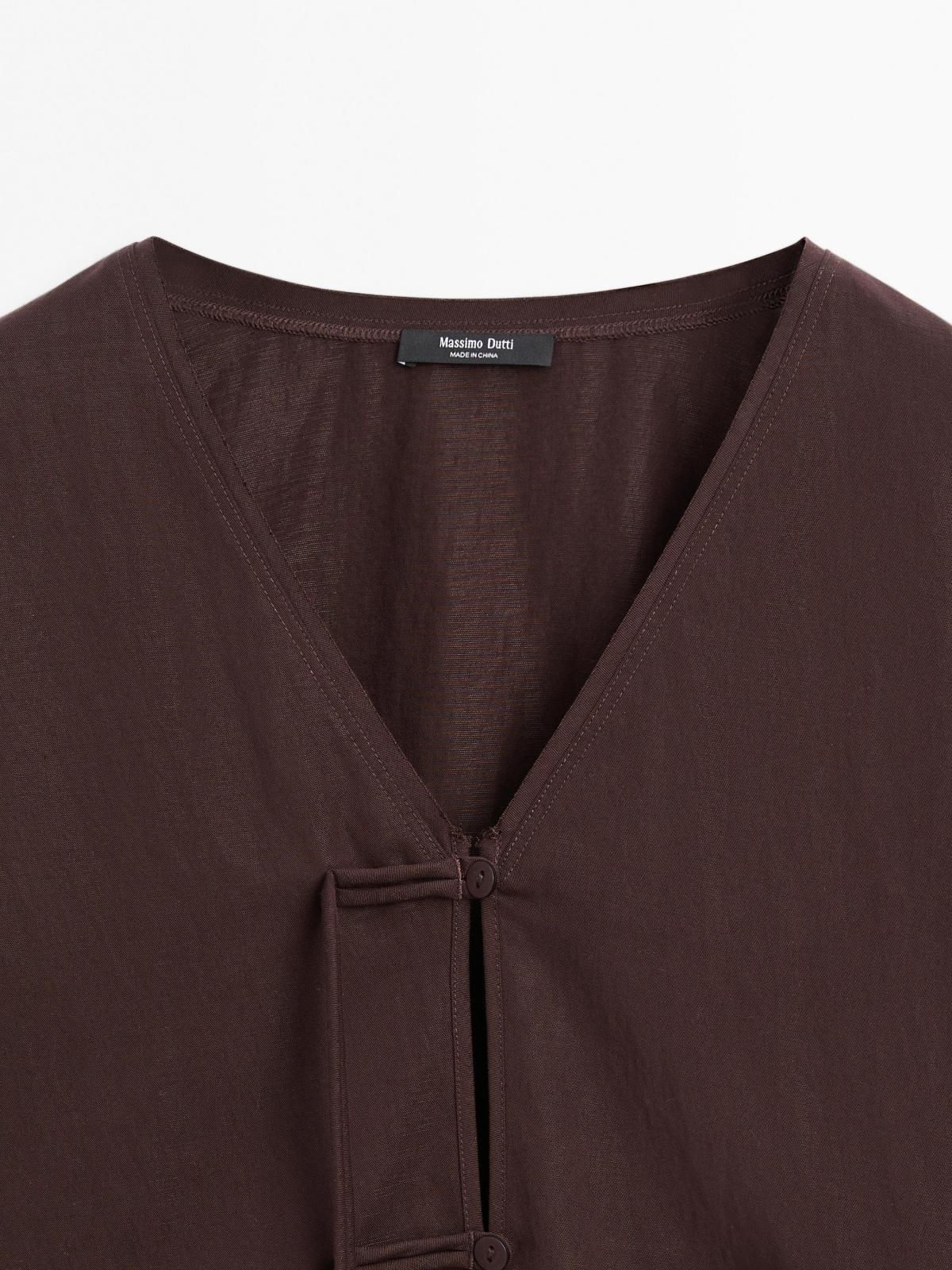 마시모두띠 크롭 브이넥 드로스트링 블라우스 5140/882 BROWN - 상세 이미지 5
