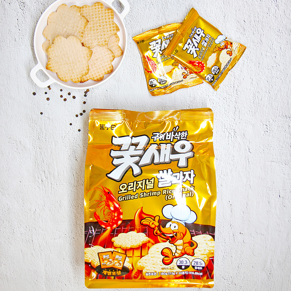 구워 바삭한 꽃새우 쌀과자 180g 개별 포장 - 상세 이미지 4