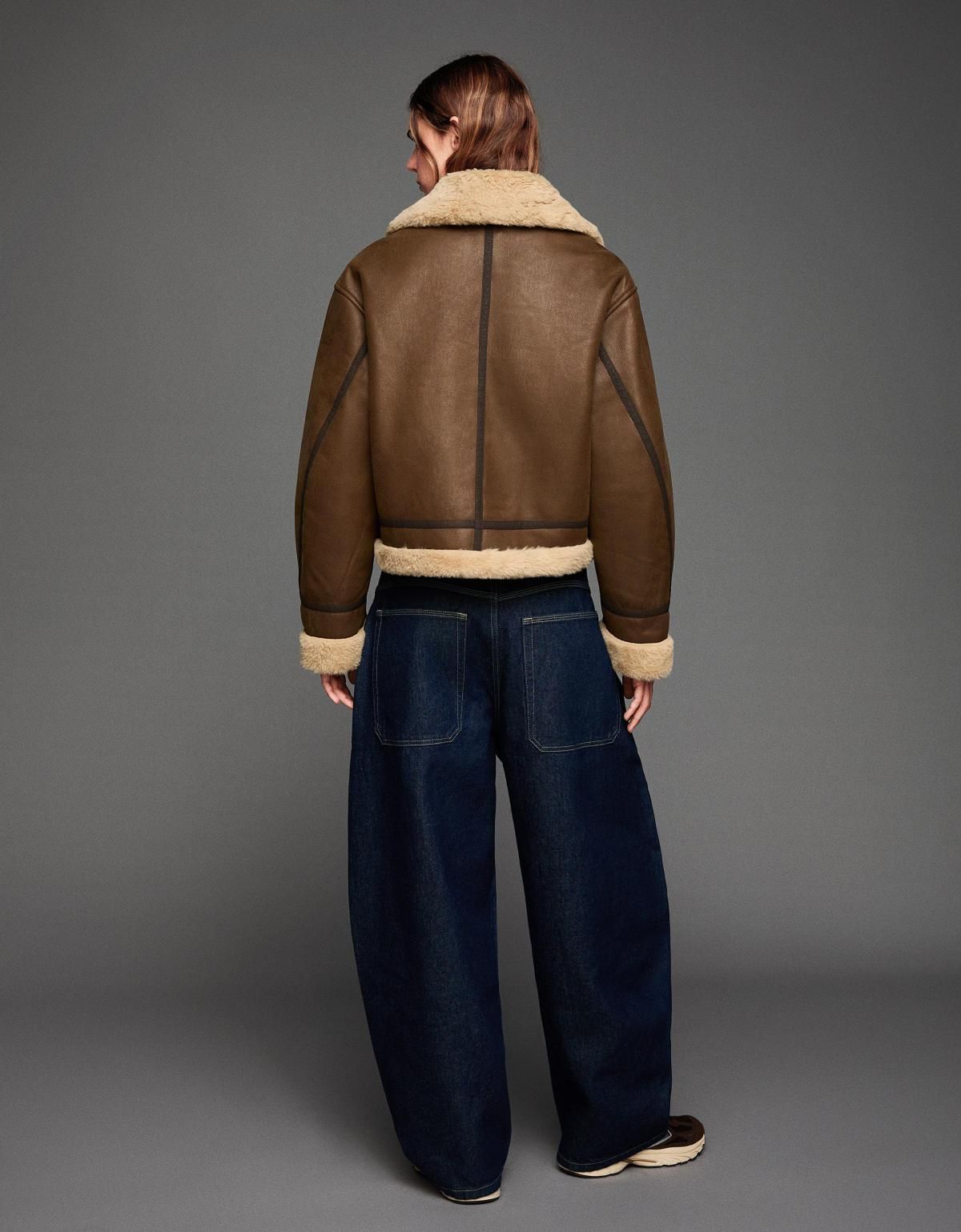 버쉬카 무스탕 더블페이스 크롭 재킷 6603/730 BROWN - 상세 이미지 2