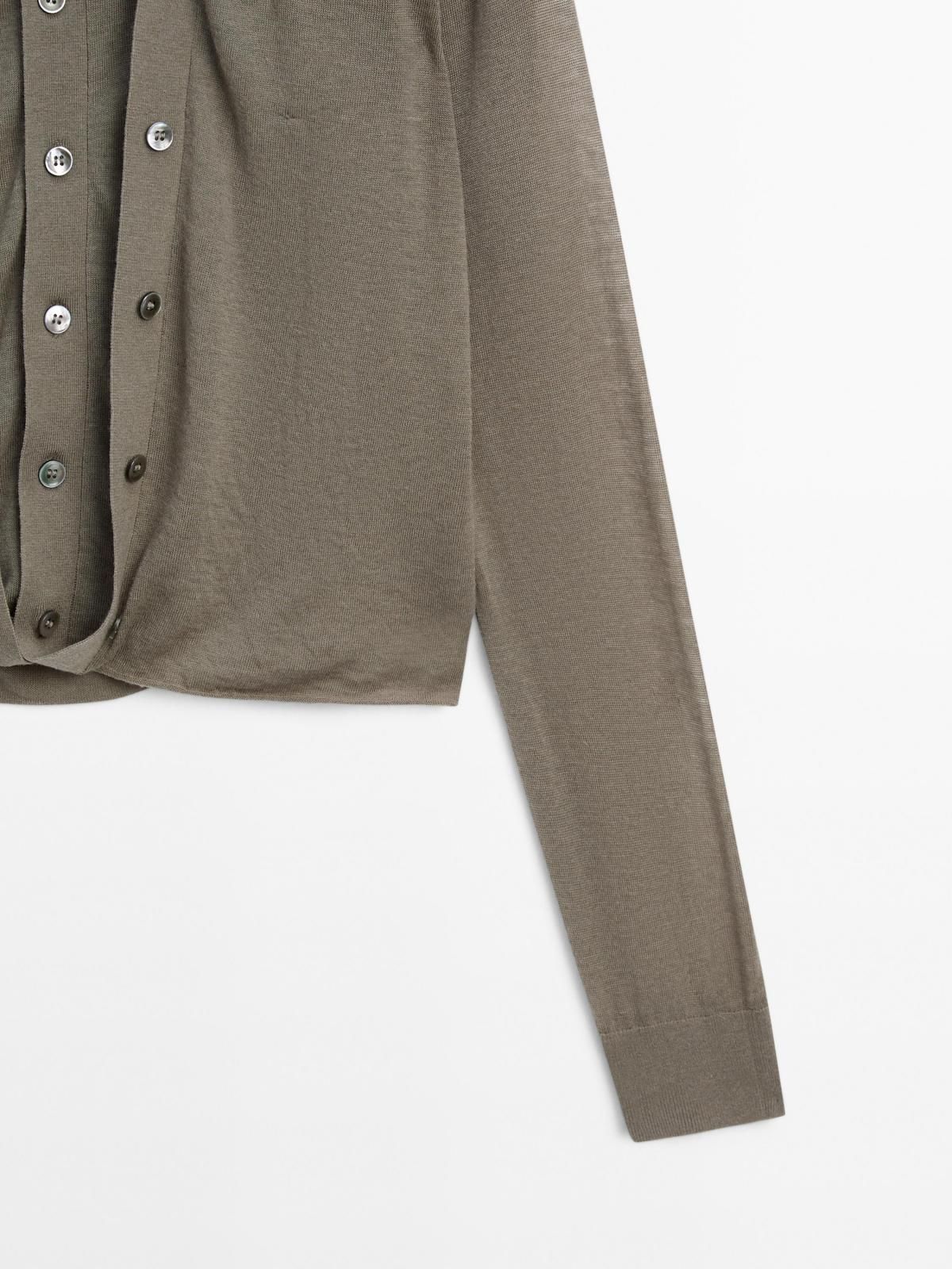 마시모두띠 멀티웨이 100 울 브이넥 니트 가디건 9800/953 GREENISH - 상세 이미지 4