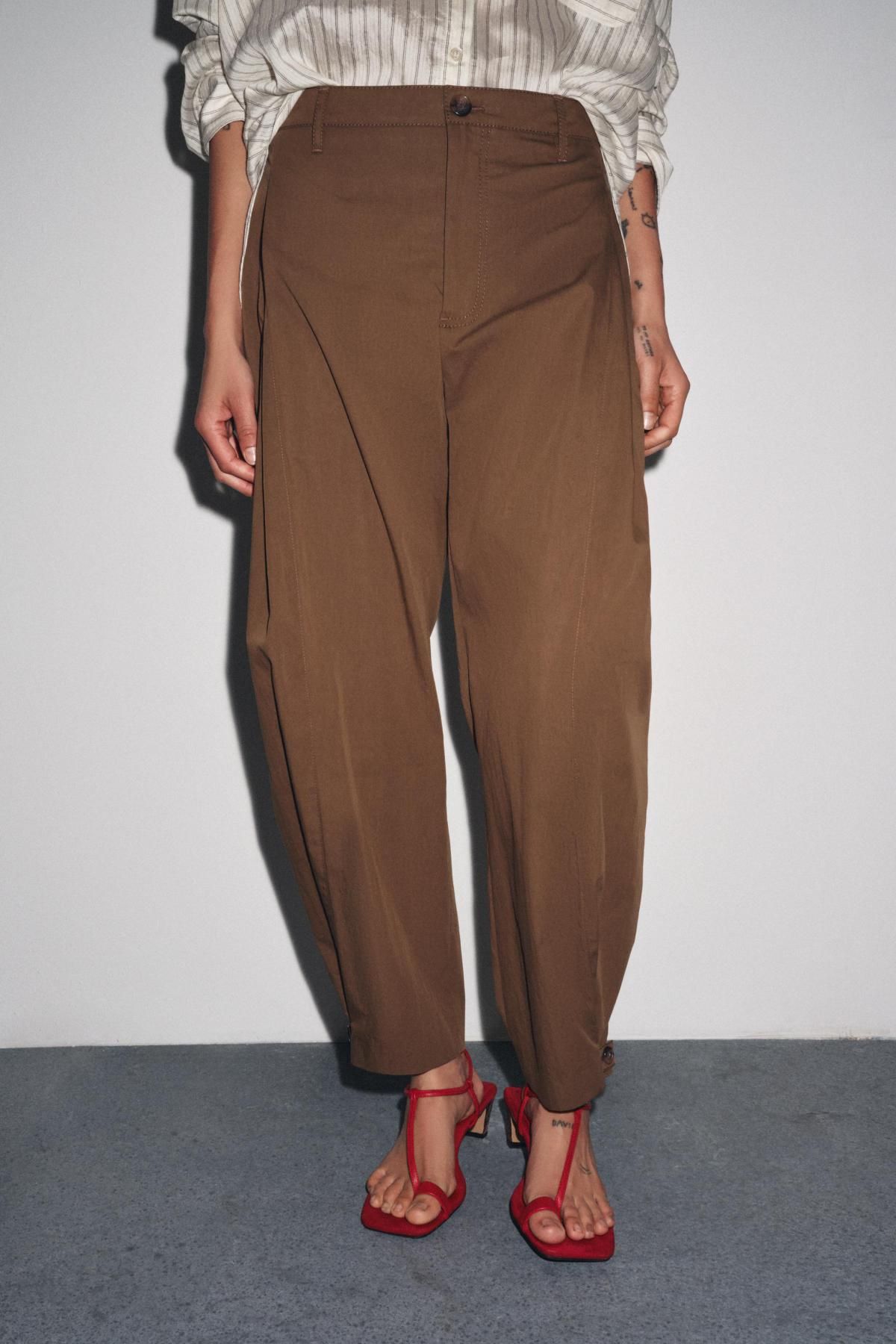 자라 테크니컬 코튼블렌드 다트 벨트루프 팬츠 8089/325 BROWN - 메인 이미지