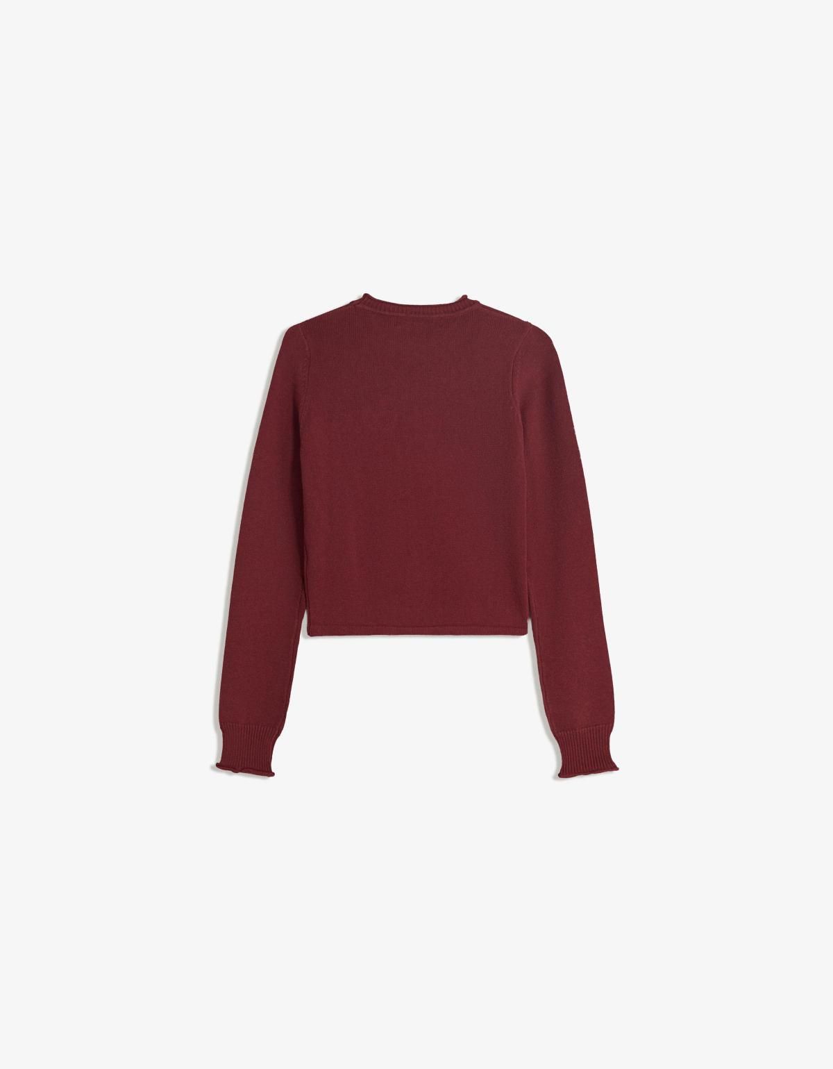 버쉬카 트렌디 크롭 프린트 라운드넥 맨투맨 7254/376 BURGUNDY - 상세 이미지 3