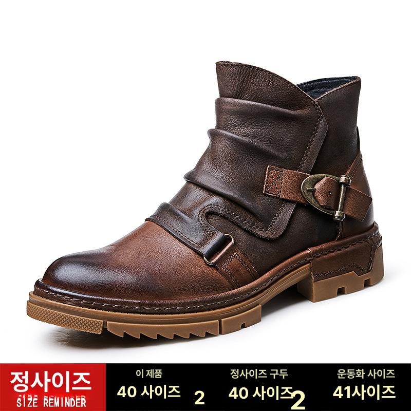 바이크 부츠 남성 할리 워커 카우보이 키높이 가죽 블랙 38 이미지 7