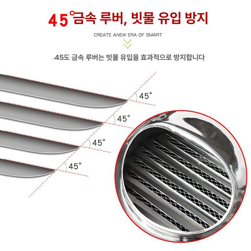 스테인리스 후드캡 외부 배기휀 환기구 벽면 욕실 304스테인리스스틸 T - 상세 이미지 5