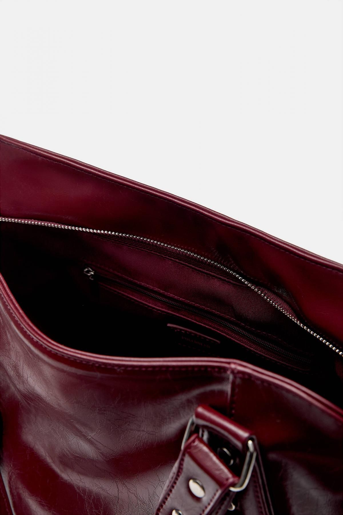 풀앤베어 버건디 미러참 스터드 토트백 4073/640 BURGUNDY - 상세 이미지 5