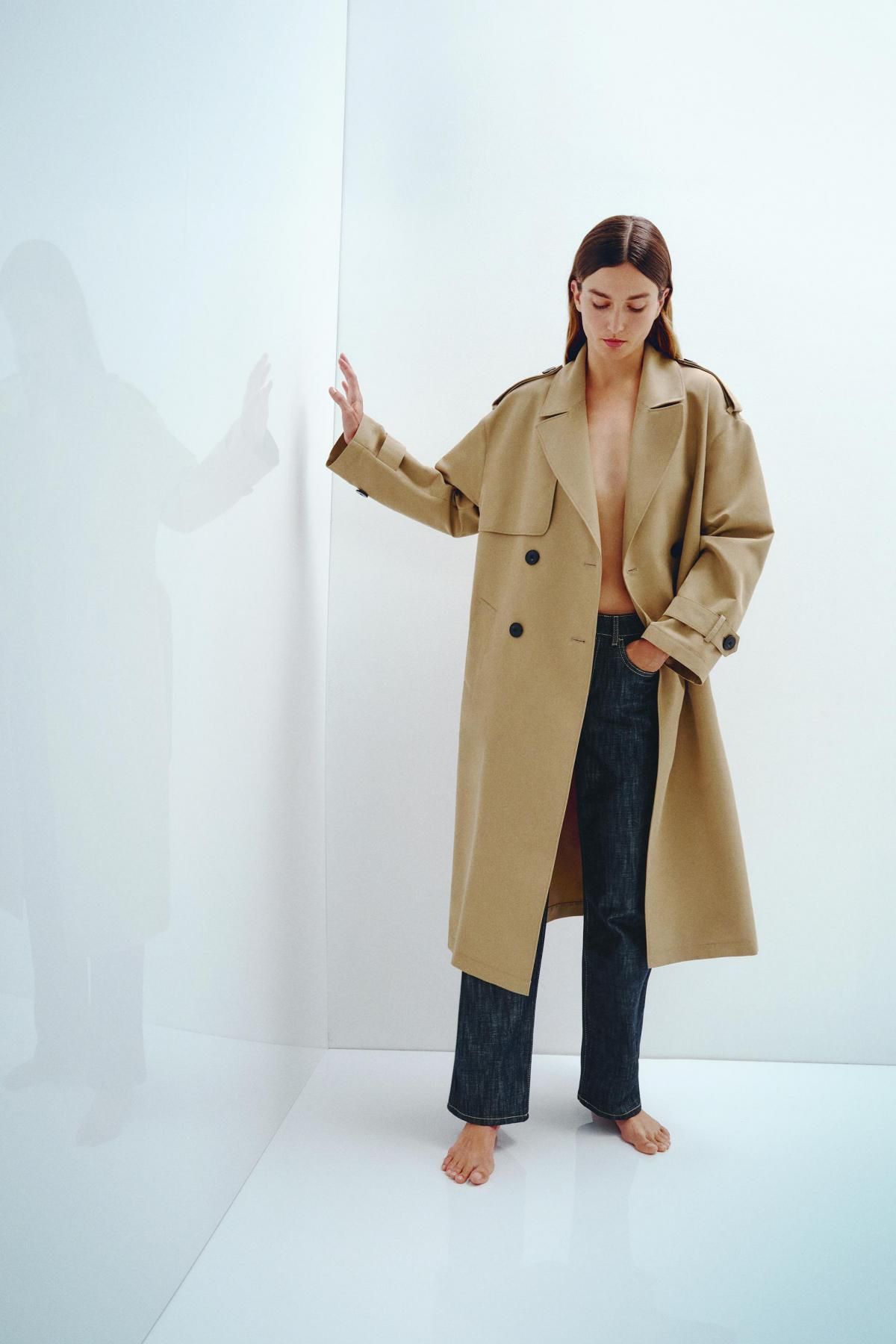 자라 클래식 더블브레스트 벨트 롱 트렌치코트 2358/474 LIGHT CAMEL - 상세 이미지 2