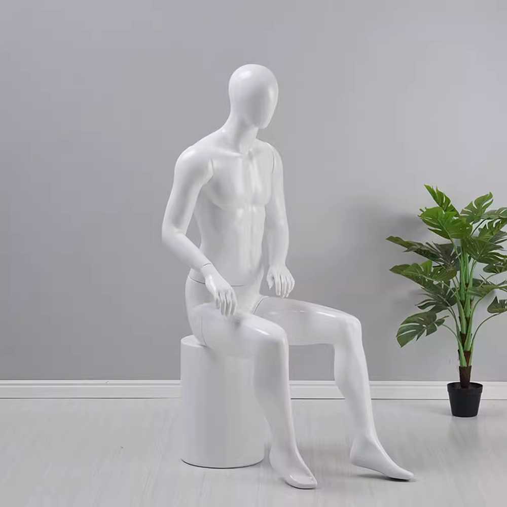 마네킹 앉아있는 전신 패션 동대문 의류 피팅 모형 화이트 - 상품 이미지