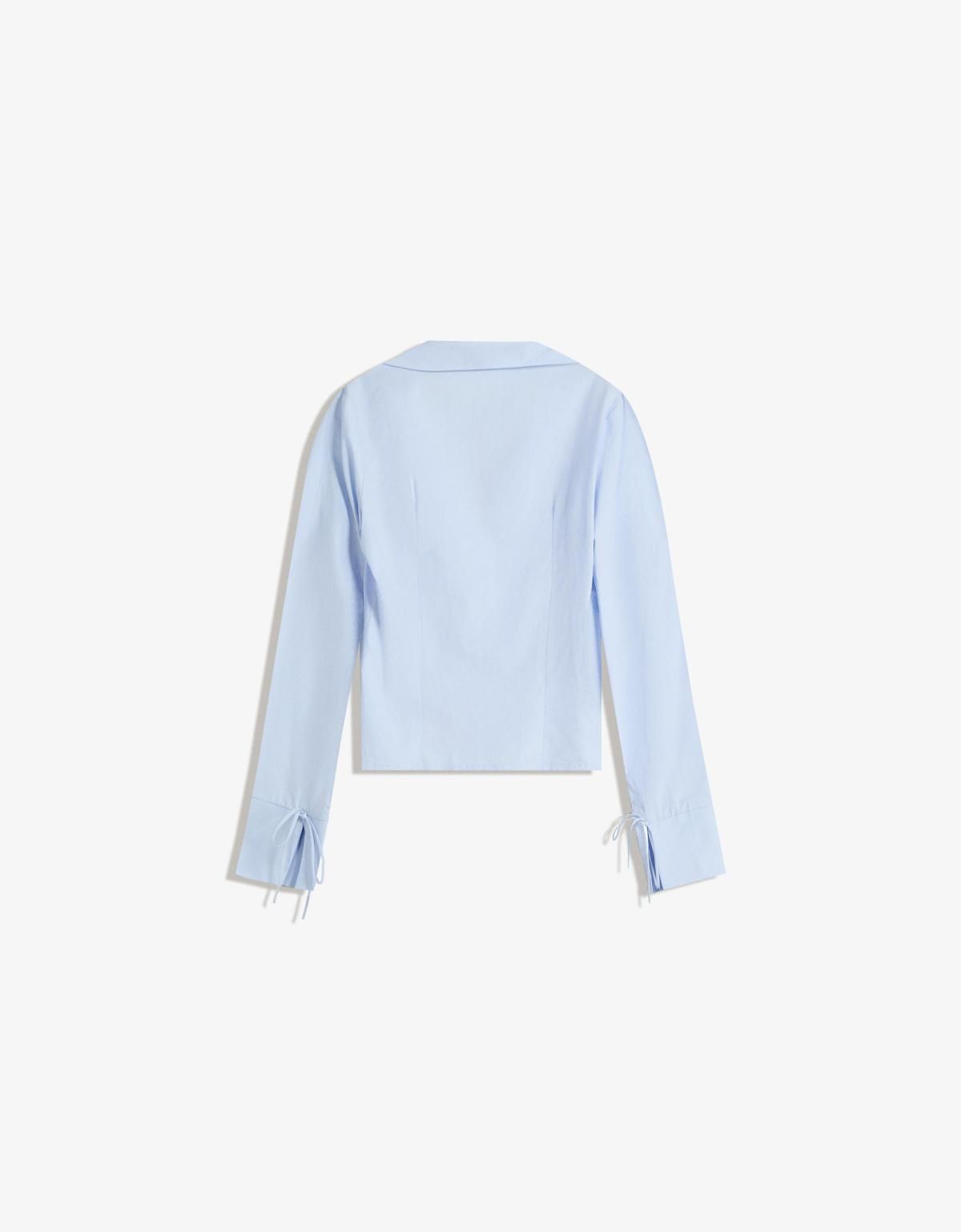 버쉬카 슬림핏 리본 타이 크롭 셔츠 6272/692 LIGHT BLUE - 상세 이미지 3