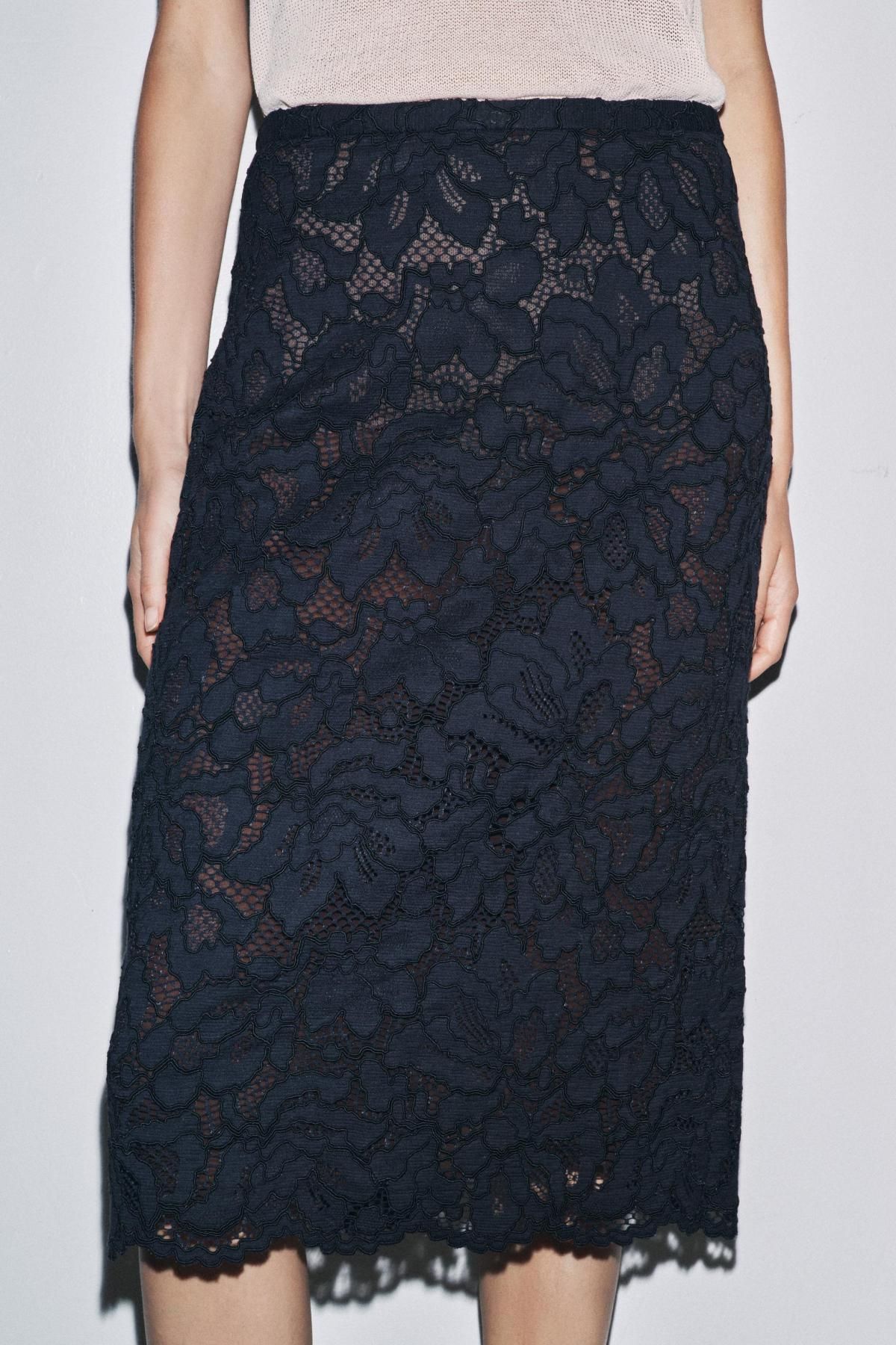 자라 레이스 미디 스커트 8723/102 NAVY BLUE - 상세 이미지 3