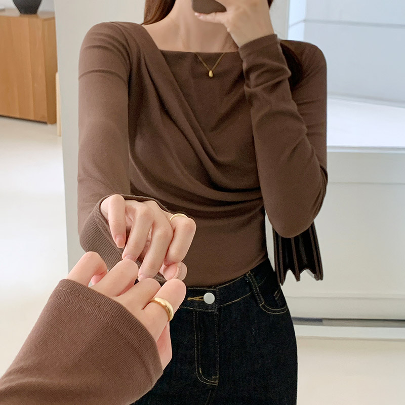 드레이프 셔링 긴팔 티셔츠 여리핏 데일리 꾸안꾸 오피스룩 ts4700 - 상세 이미지 3