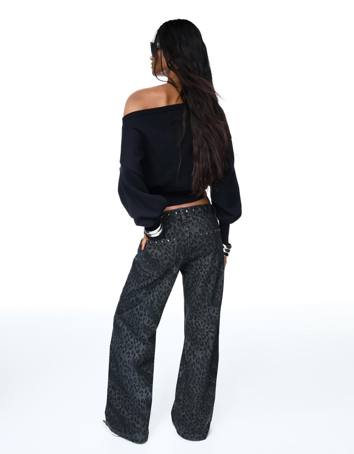 버쉬카 애니멀프린트 스트레이트 스터드 팬츠 5114/388 DARK GREY - 상세 이미지 4