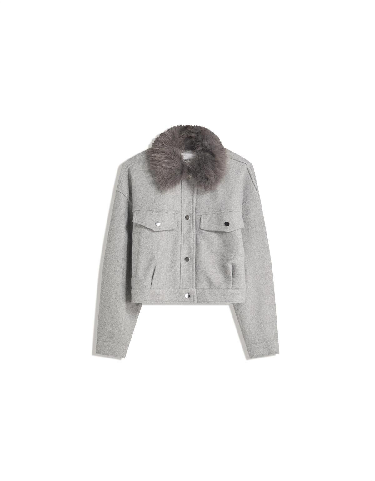 버쉬카 테크니컬 소프트 퍼 칼라 트러커 재킷 6650/758 GREY - 상품 이미지