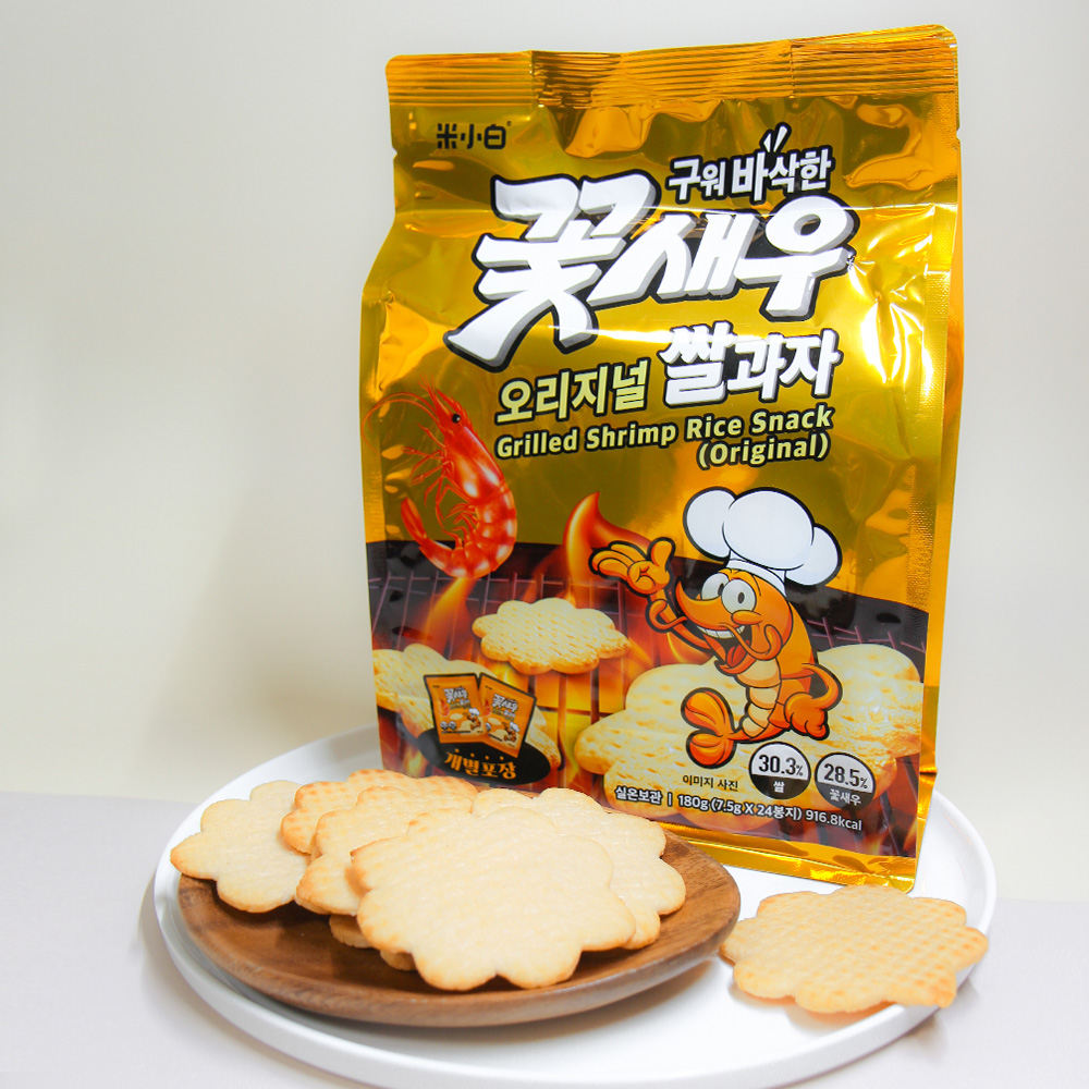 구워 바삭한 꽃새우 쌀과자 180g 개별 포장 - 상세 이미지 5