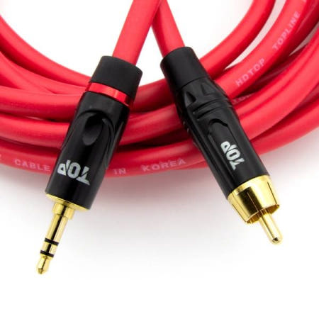탑라인에이치디 HDTOP RCA to 3.5mm 스테레오 MM 레드 케이블 (2m, HT-TP2124)