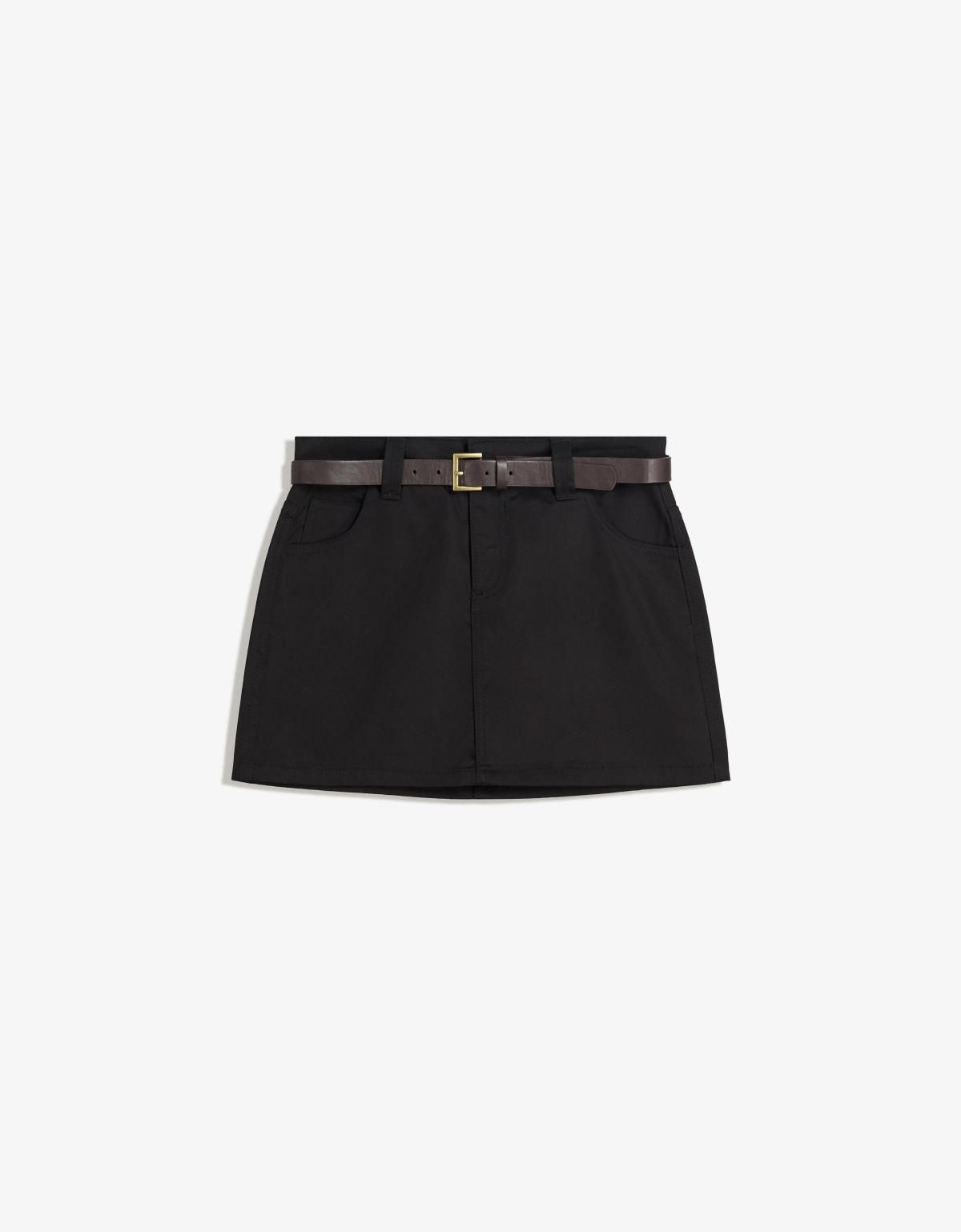 버쉬카 벨티드 미니멀 블랙 미니 스커트 0965/388 BLACK - 메인 이미지
