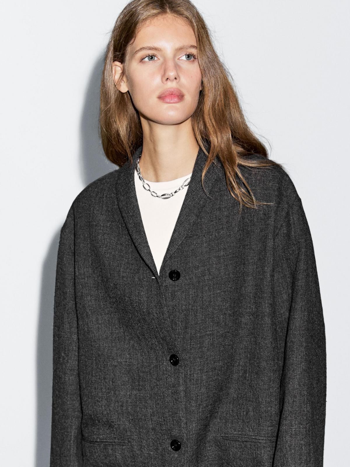 마시모두띠 울블렌드 라펠카라 미디 코트 6453/870 GREY - 상세 이미지 3