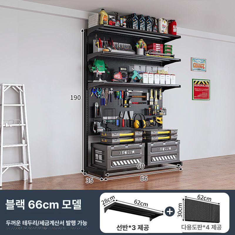 스포츠 장비 메탈 철제선반 랙철제선반 앵글선반 블랙 66cm 3층 선반+4구 이미지 6