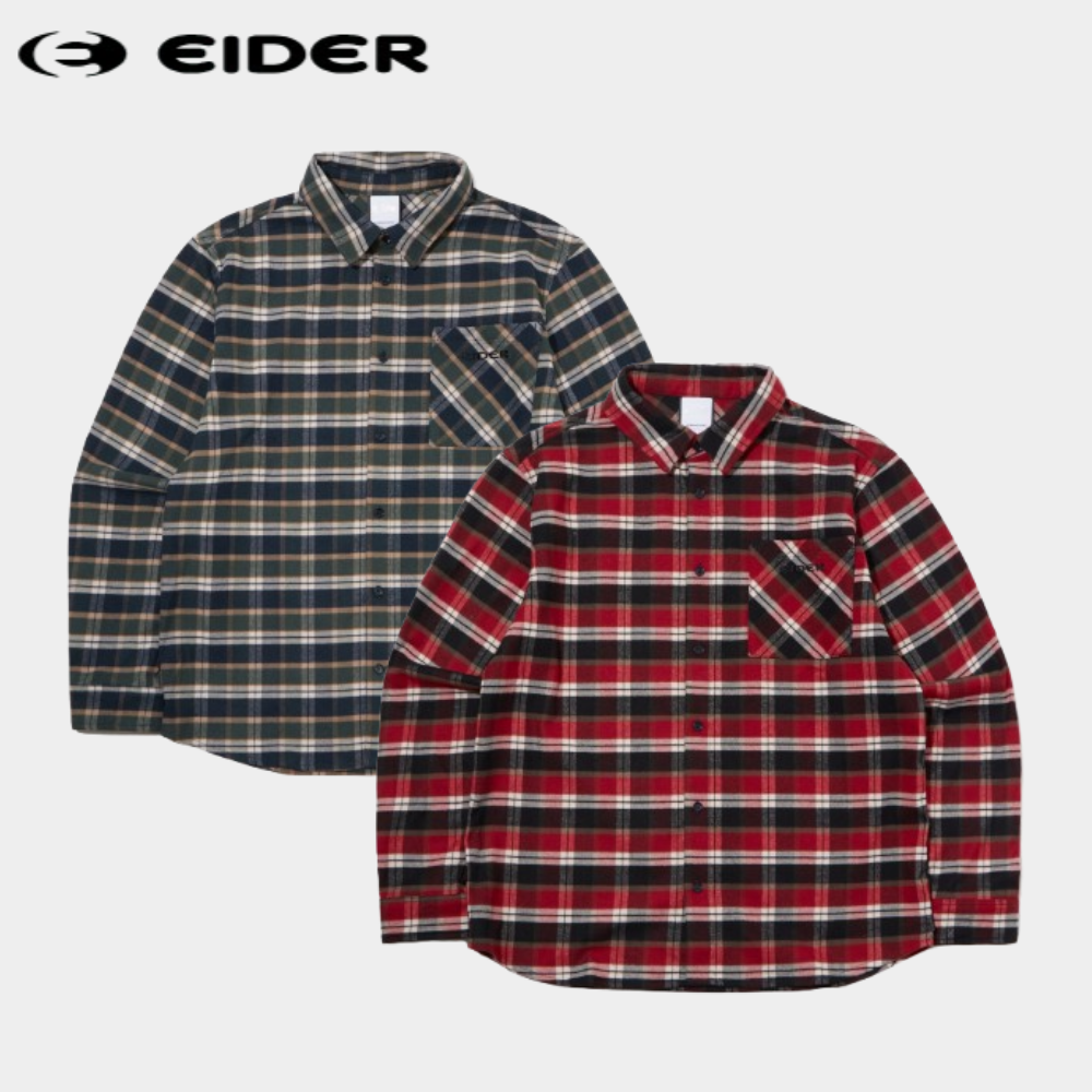 아이더 남자 가을 데일리 체크 셔츠 캐주얼 남방 카라 티셔츠 - 상품 이미지
