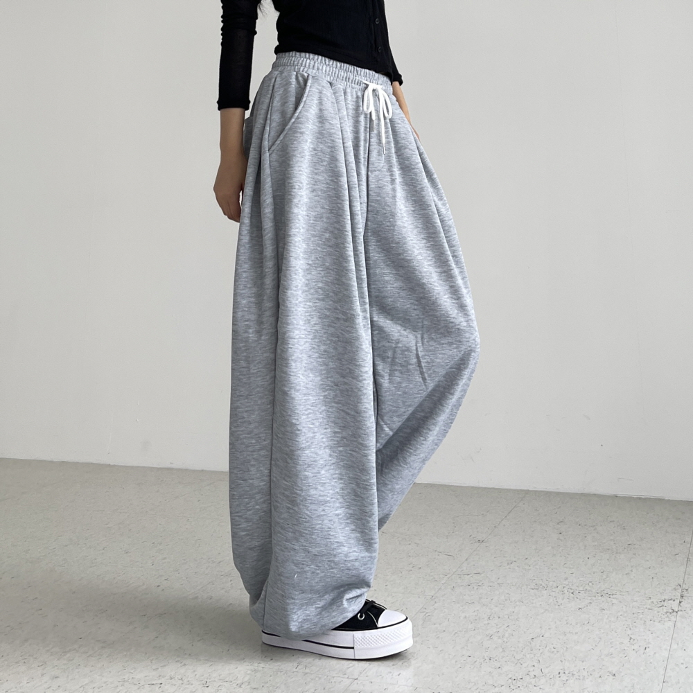 핀턱와이드팬츠 여성 밴딩 스트링 조거 봄 가을 벌룬핏 통바지 핀턱플로우밴딩팬츠 - 상세 이미지 5