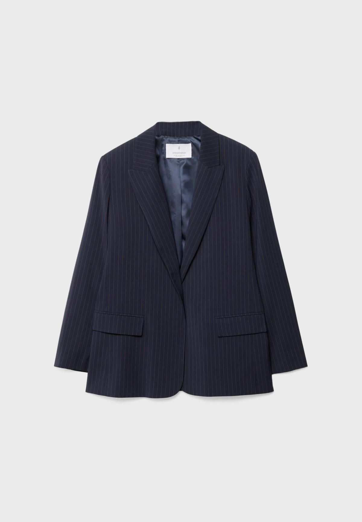 스트라디바리우스 스트라이프 텍스처 오픈 테일러드 재킷 5914/283 NAVY BLUE - 메인 이미지