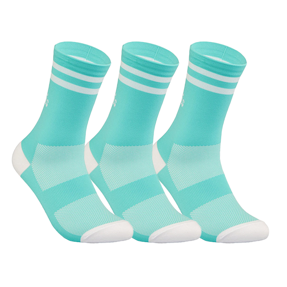 브로니스 클래식 스포츠 자전거 라이딩 사이클링 양말 3세트 더블 스트라이프 민트, S1 225-255mm - 상품 이미지
