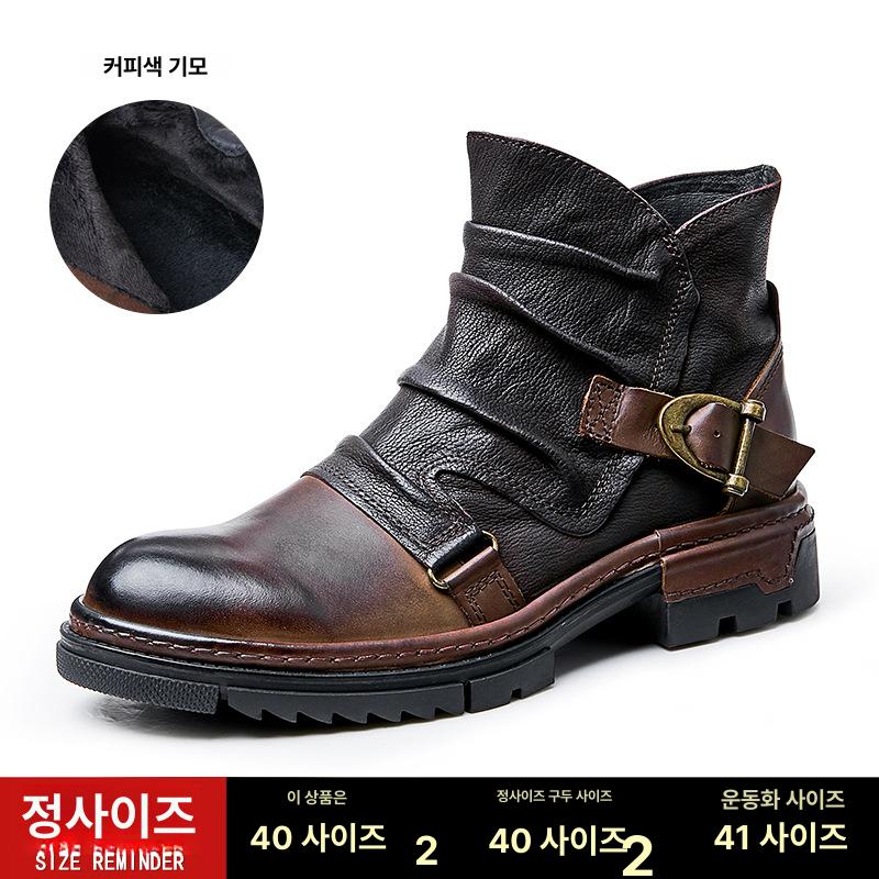 바이크 부츠 남성 할리 워커 카우보이 키높이 가죽 블랙 38 - 상세 이미지 4
