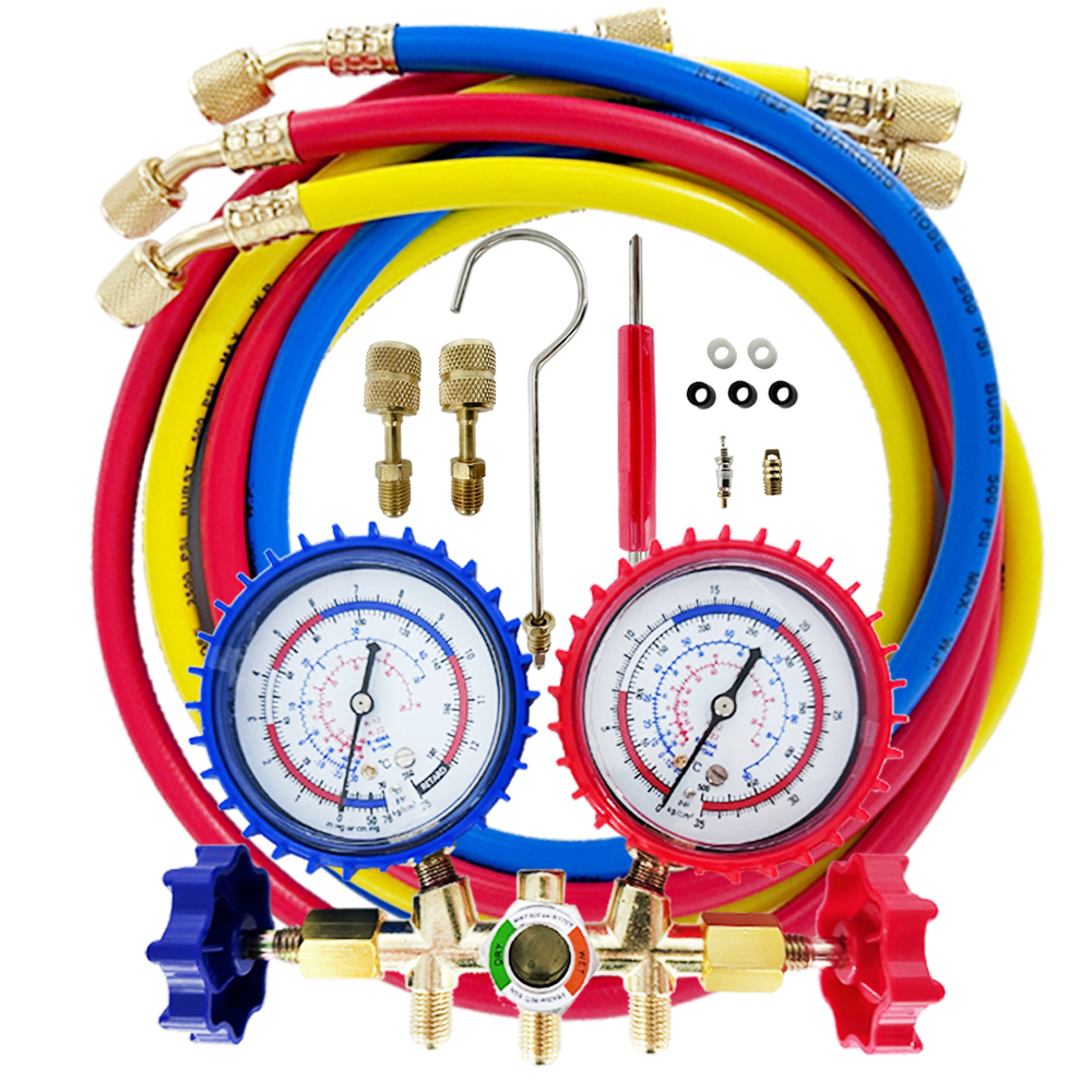 솔리드 매니폴드 게이지 세트 구신냉매 겸용 R22 R410A 에어컨 압력 가스 충전 주입 제품 이미지
