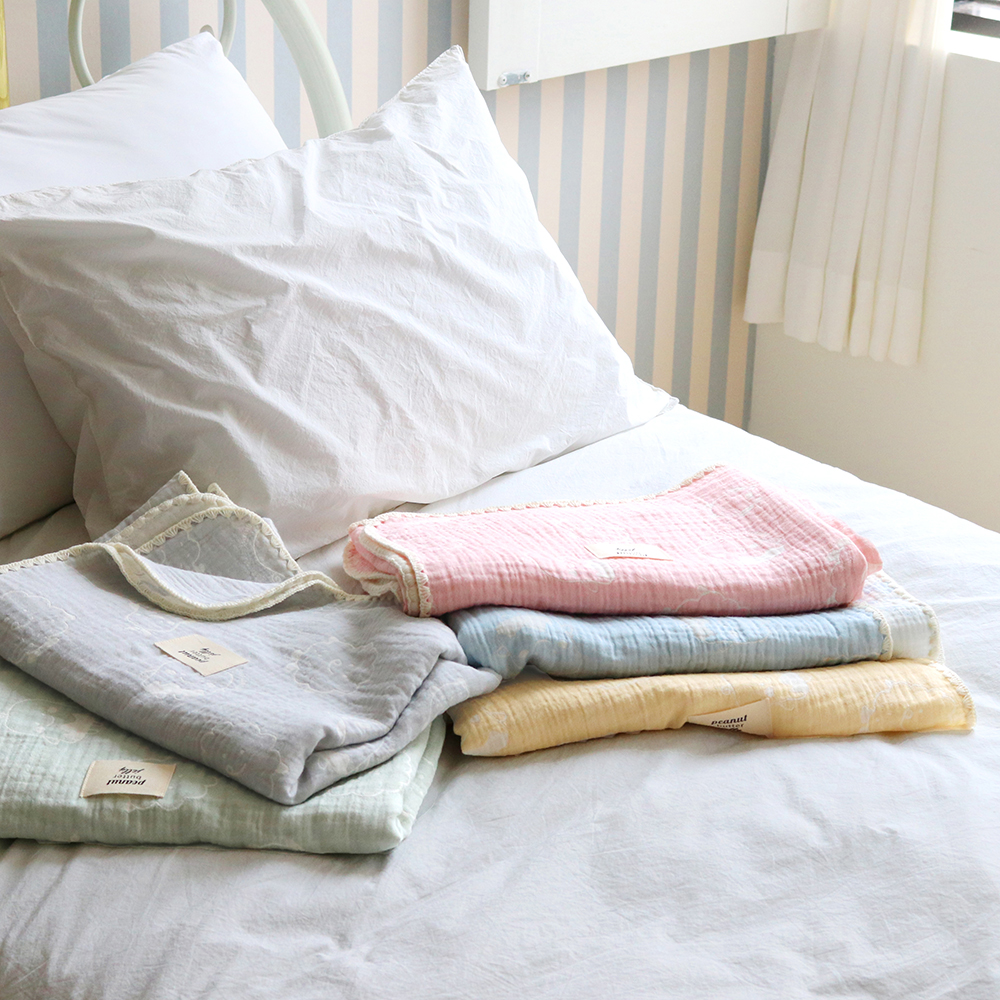 피넛버터젤리 캐릭터 모달 아기 거즈 블랭킷 애착이불 낮잠이불 유모차 유아 담요 M