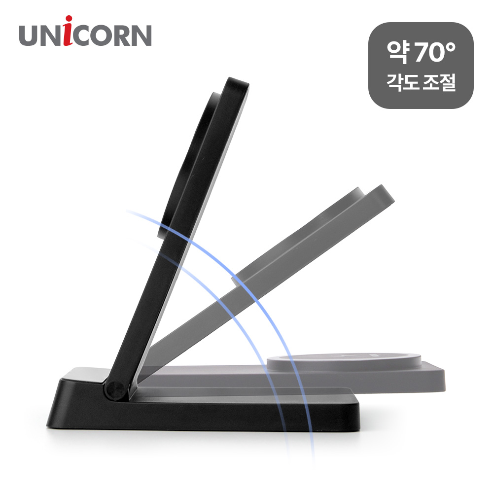 유니콘 맥세이프 무선충전기 15W 접이식 스탠드거치대 PD3.0 QC3.0지원 ZQ-M15W 이미지 7
