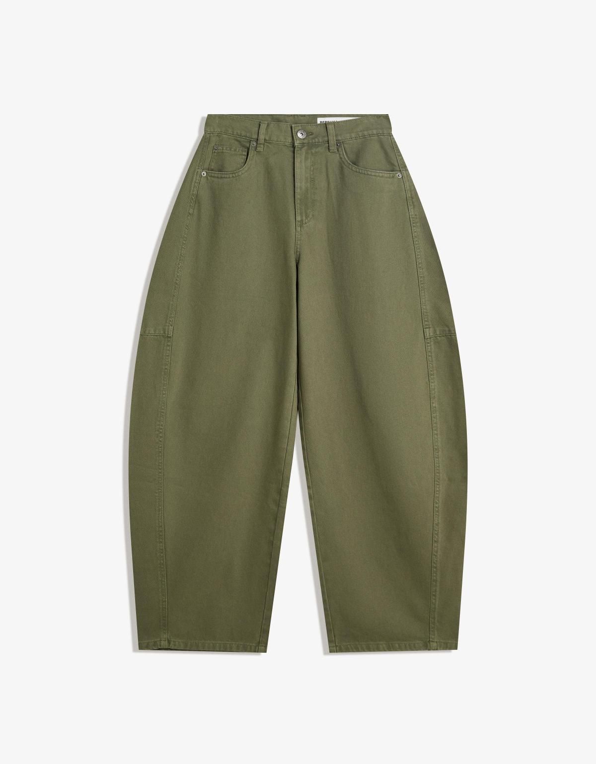 버쉬카 카키 배럴 와이드 팬츠 5092/335 KHAKI - 상품 이미지