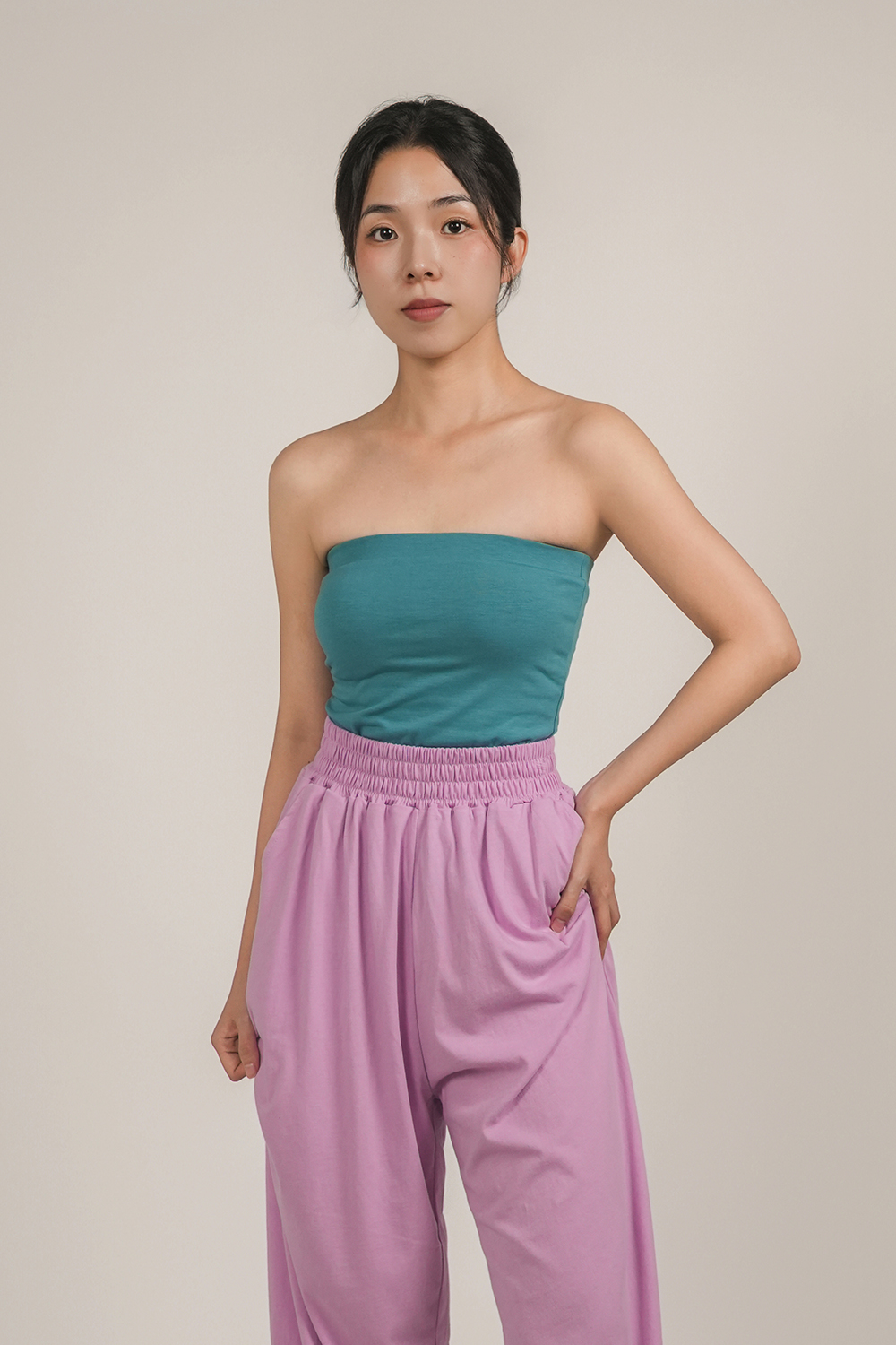 [에스라티] 에녹 요가 튜브탑 요가탑 오프숄더 끈없는 여자 요가복 필라테스옷 스포츠 상의 - 상세 이미지 2