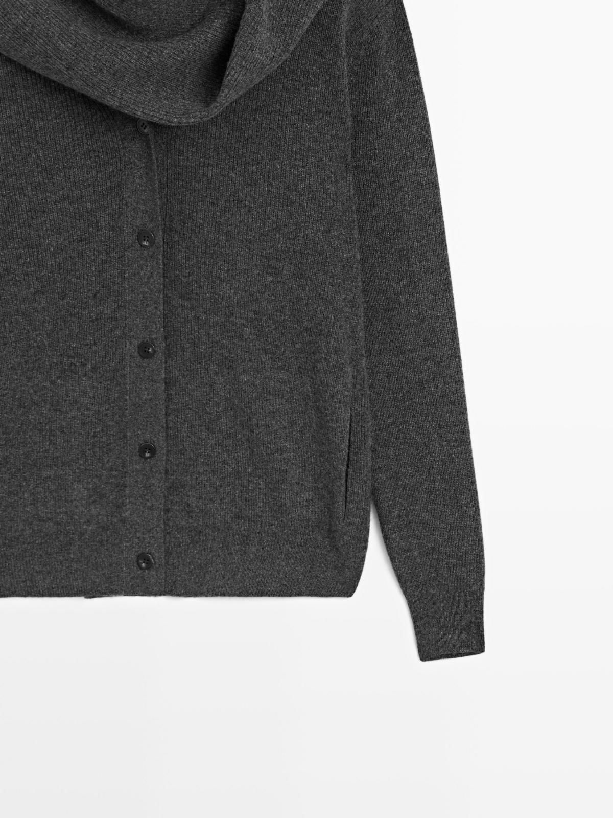 마시모두띠 프리미엄 울 브이넥 스카프 가디건 5767/503 MEDIUM GREY - 상세 이미지 3