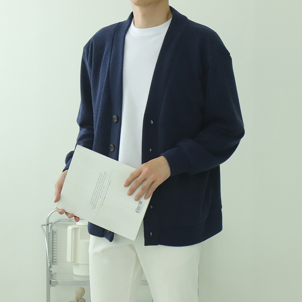 남자가디건 빅사이즈 오버핏 커플 니트 가디건 - 상세 이미지 2