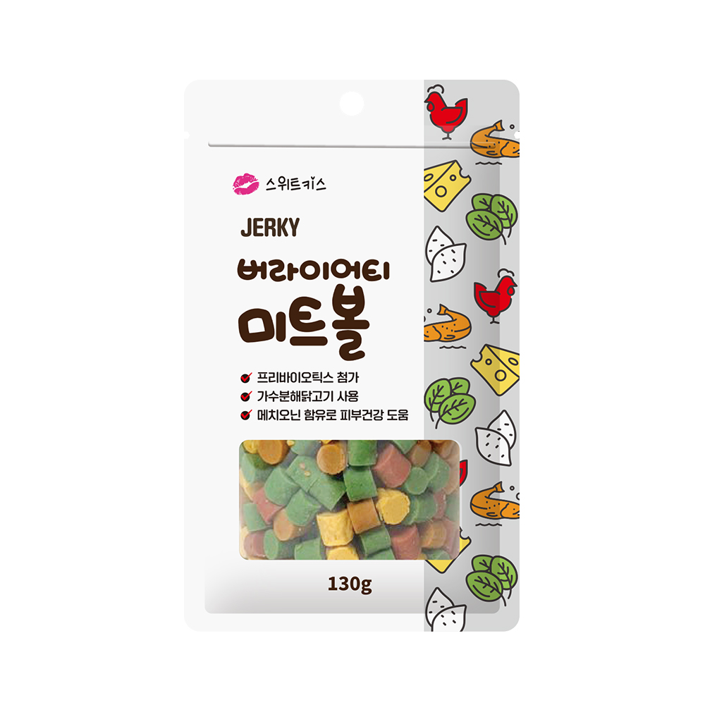 강아지 훈련간식 스위트키스 버라이어티 미트볼 130g - 상품 이미지