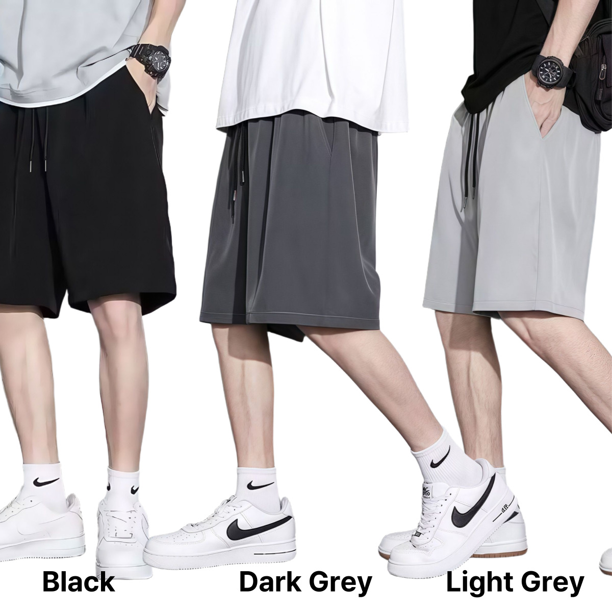 남자 냉감 데일리 여름 반바지 트레이닝 쿨 팬츠 밴딩 3장 초소대형 사이즈 (28~44) - 상세 이미지 2