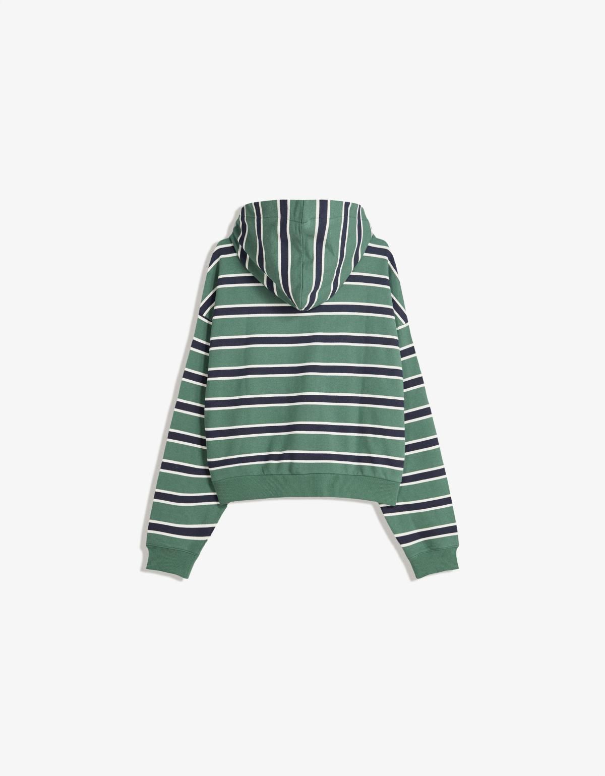 버쉬카 캐주얼 스트라이프 집업 후드티 6977/190 GREEN - 상세 이미지 3