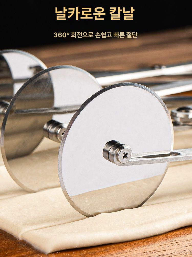 파이지 롤러 베이킹 수동 페스트리 페스츄리 반죽 5륜 스테인리스 스틸 절단기 - 상세 이미지 3