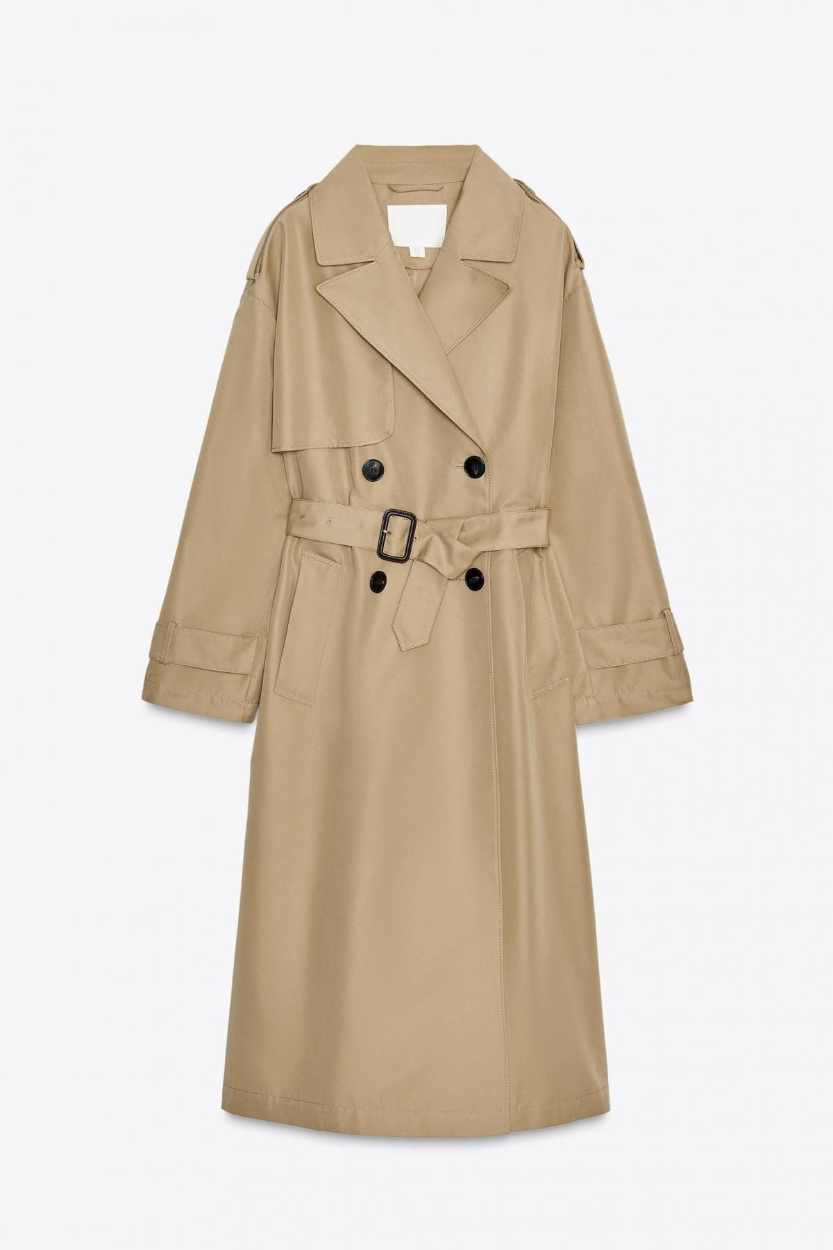 자라 클래식 더블브레스트 벨트 롱 트렌치코트 2358/474 LIGHT CAMEL - 메인 이미지