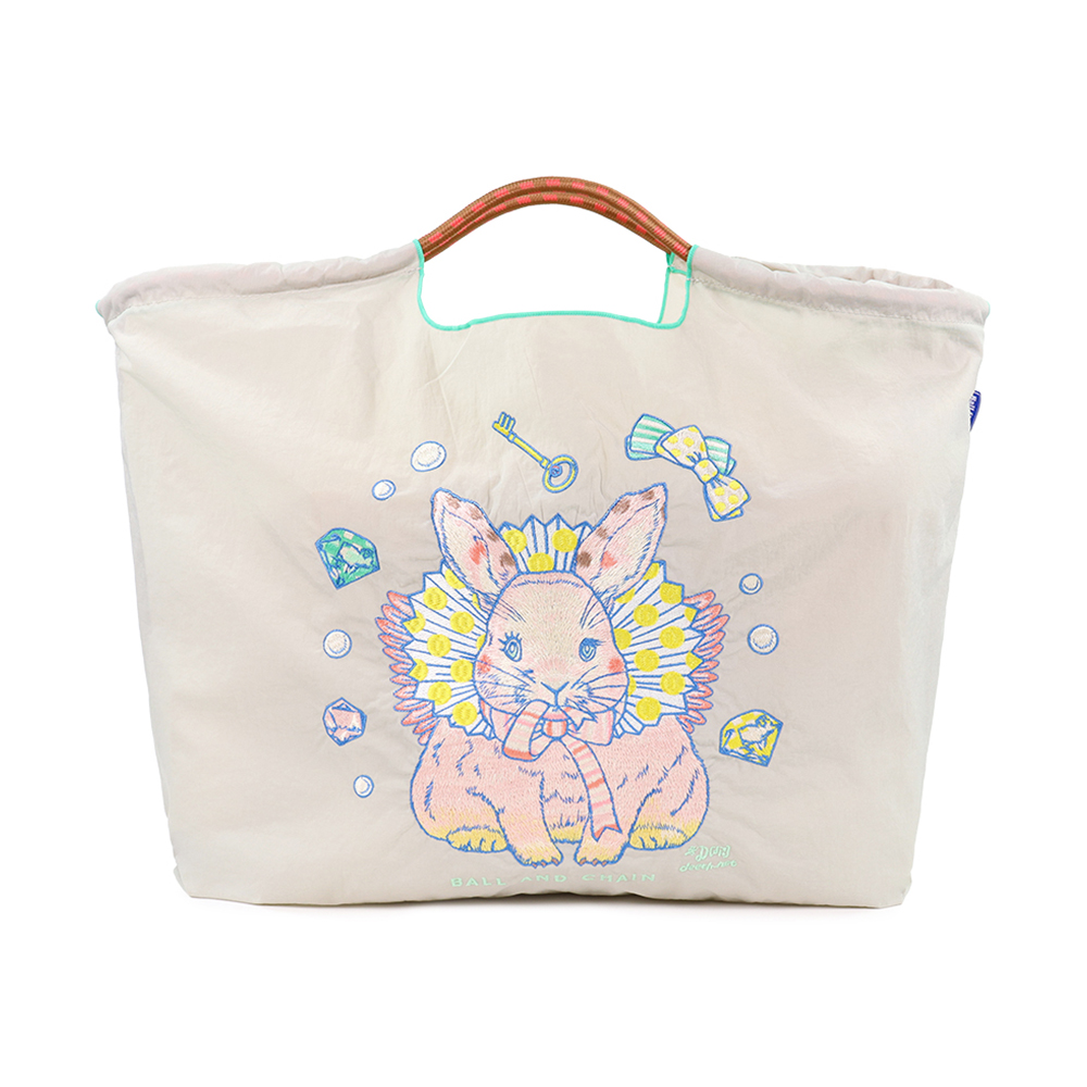 볼앤체인 그레이 디엠 래빗 라지 에코백 31311427 D.M Rabbit - 상품 이미지