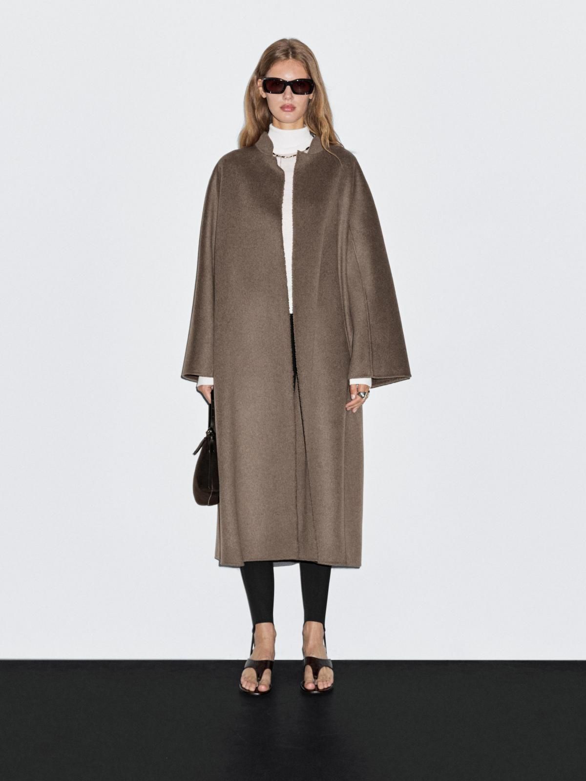 마시모두띠 울블렌드 오버핏 오픈 롱 코트 6440/990 BROWN - 상품 이미지
