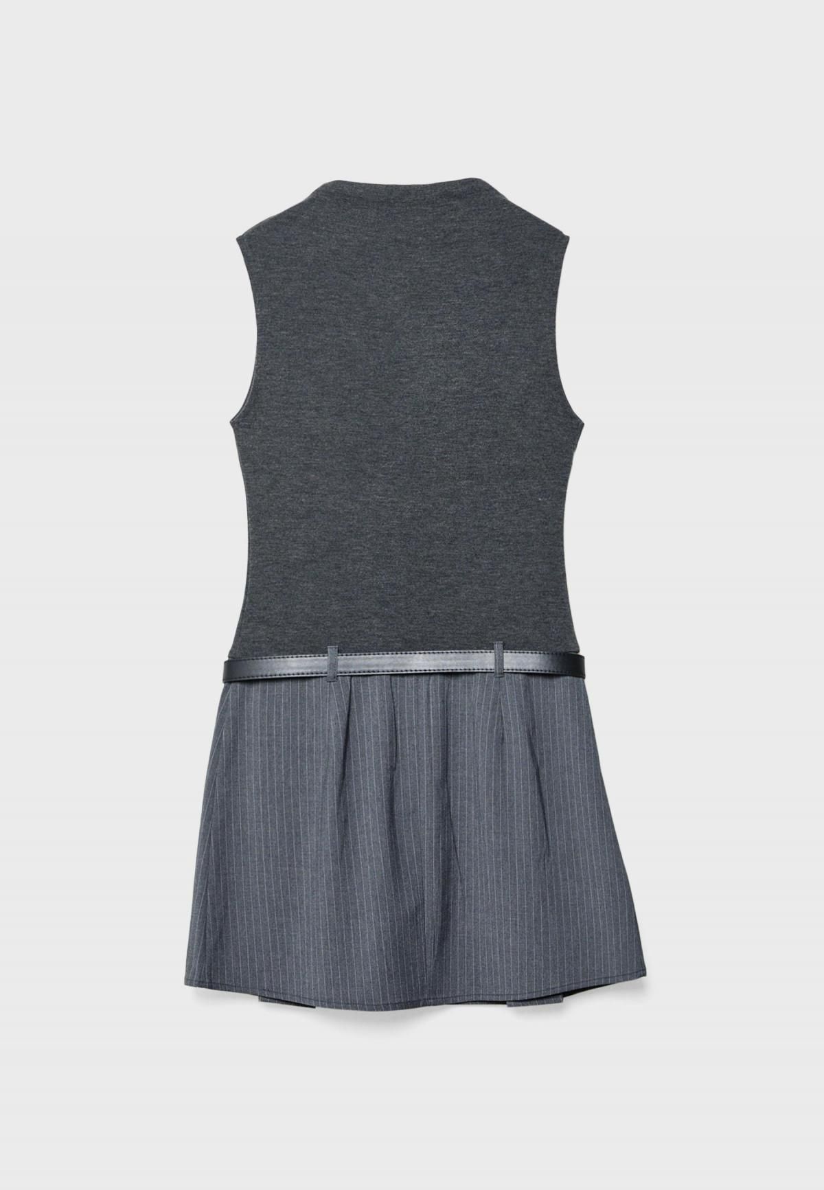 스트라디바리우스 배색 스트라이프 벨트 미니 원피스 6372/840 GREY MELANGE - 상세 이미지 3