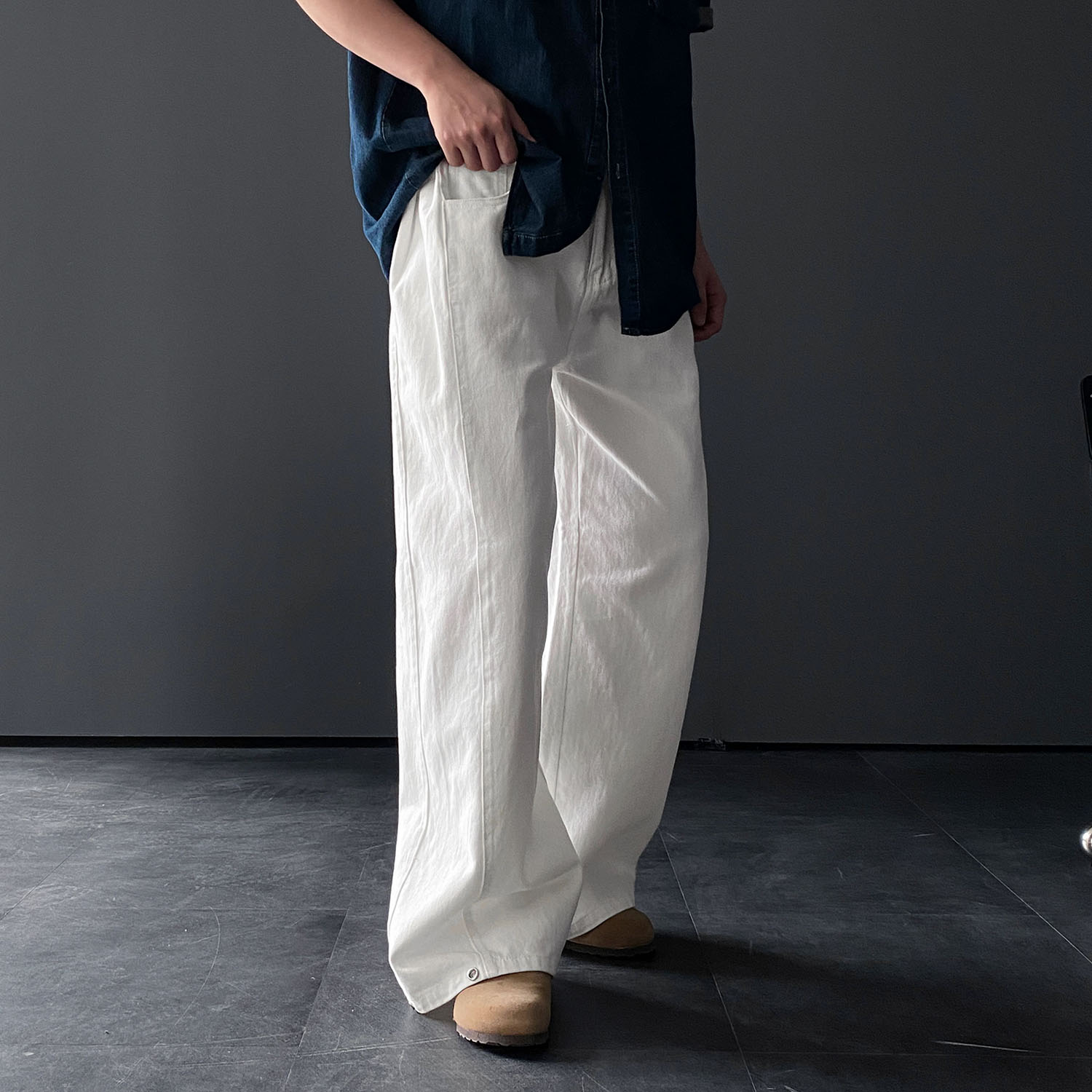 벌룬팬츠 남자와이드팬츠 면바지 남자통바지 - 상세 이미지 3