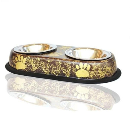 브라운발바닥 2구 식기 (1/2pt) 강아지 애견 밥 사료 통 그릇